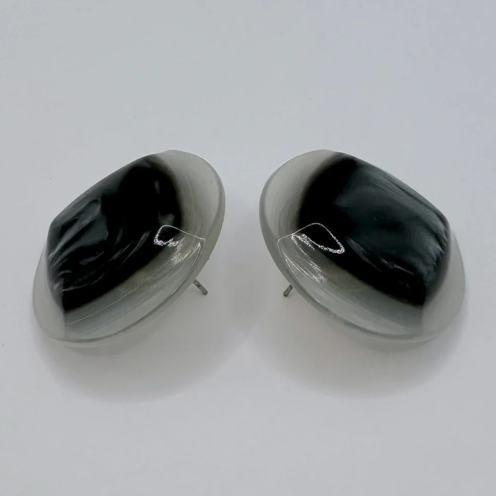 VINTAGE Large Pearl Acrylic Button Earrings